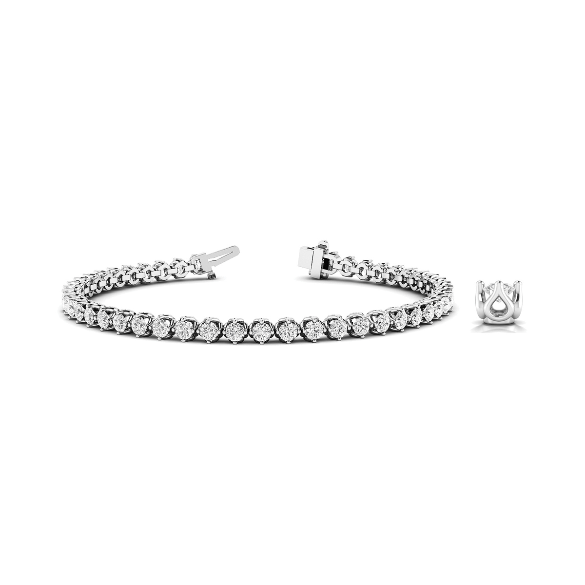 Classic Lab Grown Or Natural Round Cut Diamond Tennis Bracelet in 10K/14K gold and platinum with certified lab-grown or natural diamonds