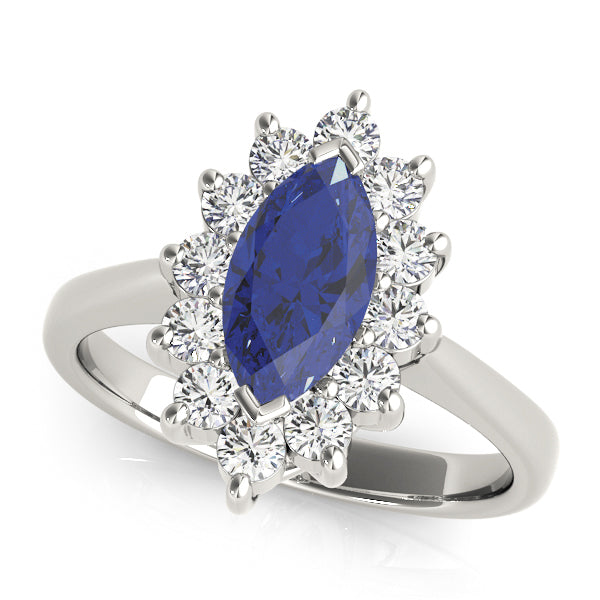 Sophisticated Color Rings Marquise Diamond Engagement Ring in 10K/14K gold and platinum with certified lab-grown or natural diamonds