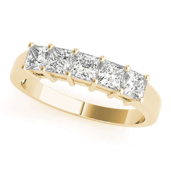 Fancy Princess Half Eternity Ring in 10K/14K gold and platinum with certified lab-grown or natural diamonds