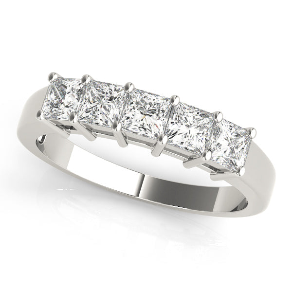 Fancy Princess Half Eternity Ring in Gold & Platinum