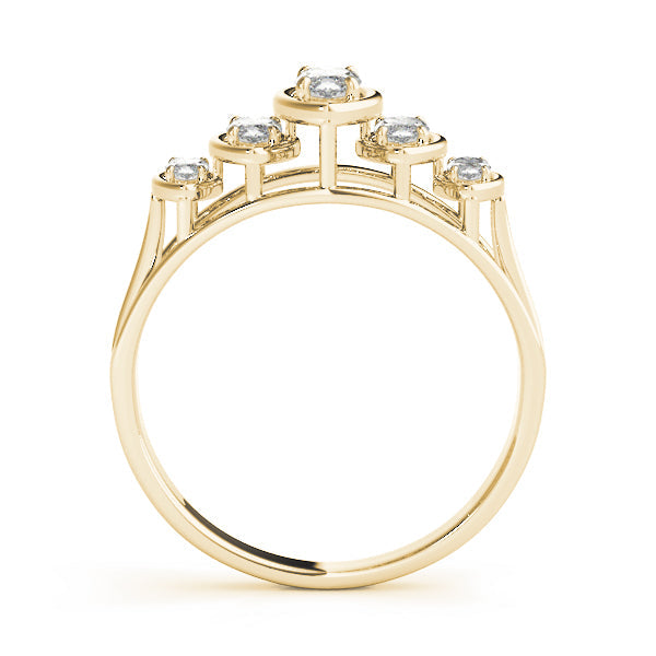 Bezel Set Marquise Half Eternity Ring in Gold & Platinum