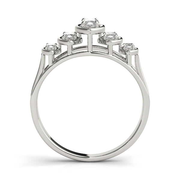 Bezel Set Marquise Half Eternity Ring in Gold & Platinum