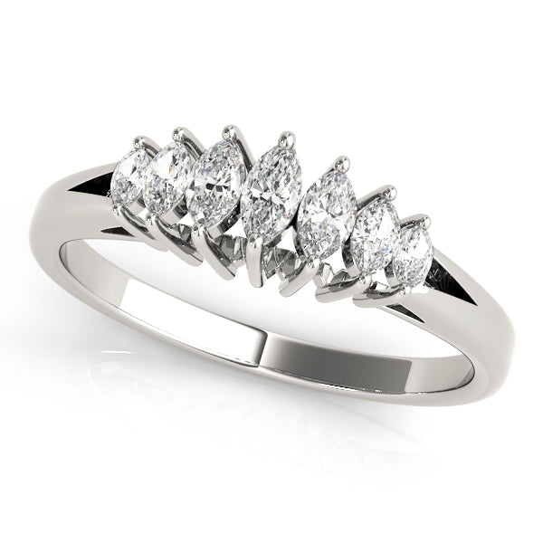 Fancy Marquise Half Eternity Ring in Gold & Platinum