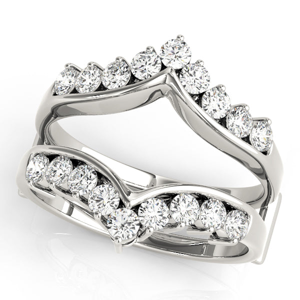 Chevron Engagement Enhancer Half Eternity Ring in Gold & Platinum