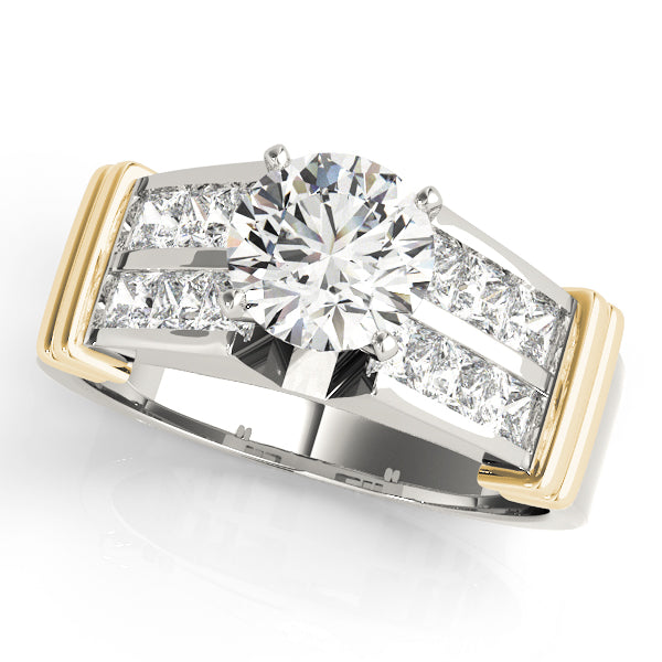 Regal Sidestone Princess Diamond Engagement Ring in 10K/14K gold and platinum with certified lab-grown or natural diamonds