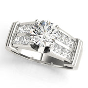 Regal Sidestone Princess Diamond Engagement Ring in 10K/14K gold and platinum with certified lab-grown or natural diamonds