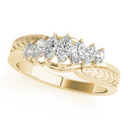 Nature Filigree Milgrain Marquise Half Eternity Ring in 10K/14K gold and platinum with certified lab-grown or natural diamonds