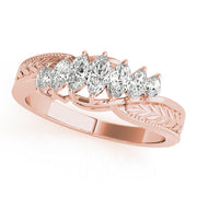 Nature Filigree Milgrain Marquise Half Eternity Ring in Gold & Platinum