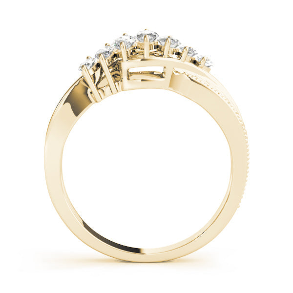 Nature Filigree Milgrain Marquise Half Eternity Ring in Gold & Platinum
