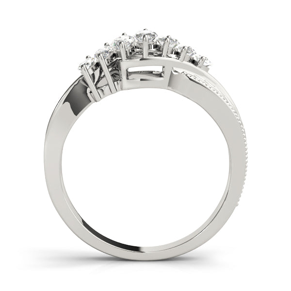 Nature Filigree Milgrain Marquise Half Eternity Ring in Gold & Platinum