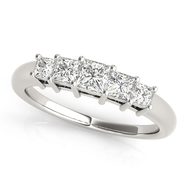 Fancy Princess Half Eternity Ring in Gold & Platinum