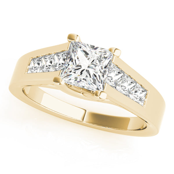Elegant Trellis Princess Diamond Engagement Ring in 10K/14K gold and platinum with certified lab-grown or natural diamonds