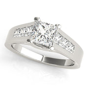 Elegant Trellis Princess Diamond Engagement Ring in 10K/14K gold and platinum with certified lab-grown or natural diamonds