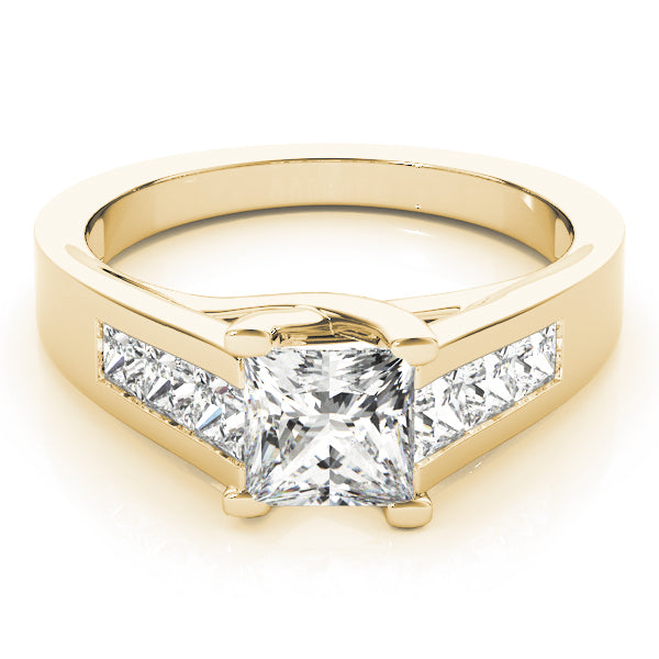 Elegant Trellis Princess Diamond Engagement Ring in 10K/14K gold and platinum with certified lab-grown or natural diamonds