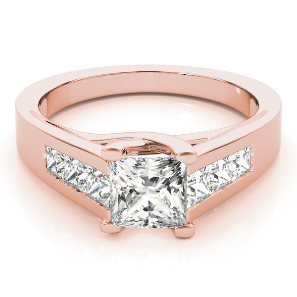 Elegant Trellis Princess Diamond Engagement Ring in 10K/14K gold and platinum with certified lab-grown or natural diamonds
