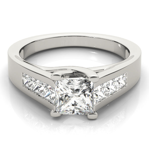 Elegant Trellis Princess Diamond Engagement Ring in 10K/14K gold and platinum with certified lab-grown or natural diamonds