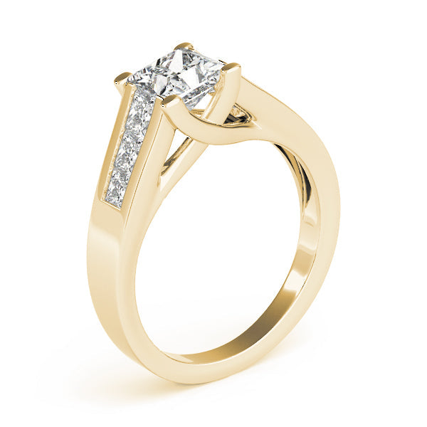 Elegant Trellis Princess Diamond Engagement Ring in 10K/14K gold and platinum with certified lab-grown or natural diamonds