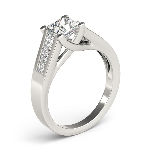 Elegant Trellis Princess Diamond Engagement Ring in 10K/14K gold and platinum with certified lab-grown or natural diamonds
