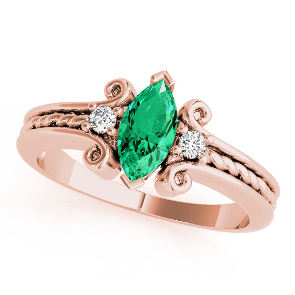 Heirloom Color Rings Marquise Diamond Engagement Ring in 10K/14K gold and platinum with certified lab-grown or natural diamonds