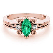 Heirloom Color Rings Marquise Diamond Engagement Ring in 10K/14K gold and platinum with certified lab-grown or natural diamonds