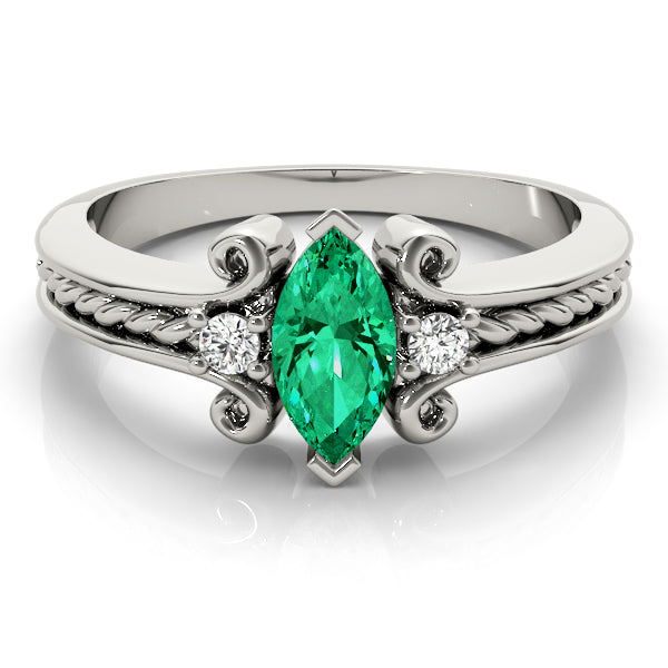 Heirloom Color Rings Marquise Diamond Engagement Ring in 10K/14K gold and platinum with certified lab-grown or natural diamonds