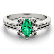 Heirloom Color Rings Marquise Diamond Engagement Ring in 10K/14K gold and platinum with certified lab-grown or natural diamonds