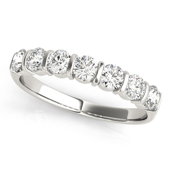 Bar Set Half Eternity Ring in Gold & Platinum