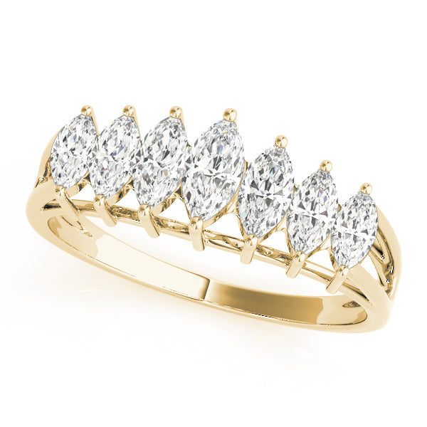 Fancy Marquise Half Eternity Ring in 10K/14K gold and platinum with certified lab-grown or natural diamonds