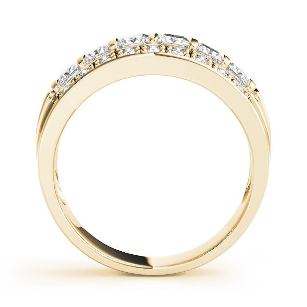 Multirow Fancy Princess Cut Half Eternity Ring in Gold & Platinum