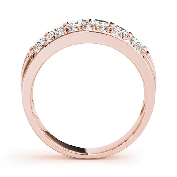 Multirow Fancy Princess Cut Half Eternity Ring in Gold & Platinum