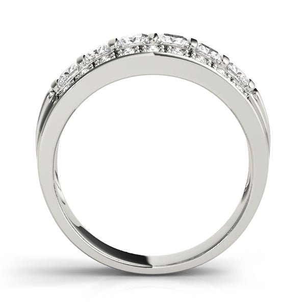 Multirow Fancy Princess Cut Half Eternity Ring in Gold & Platinum