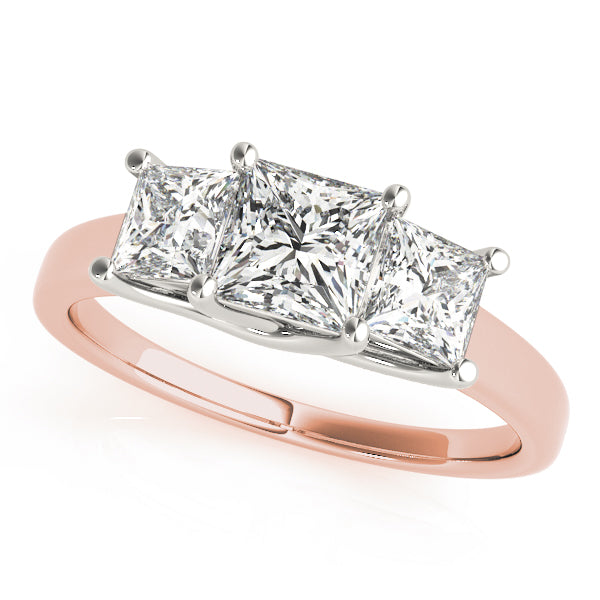 Princess Cut Three Stone Diamond Ring in 10K/14K gold and platinum with certified lab-grown or natural diamonds