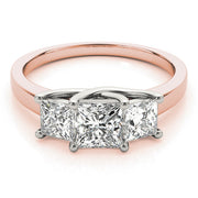 Princess Cut Three Stone Diamond Ring in 10K/14K gold and platinum with certified lab-grown or natural diamonds