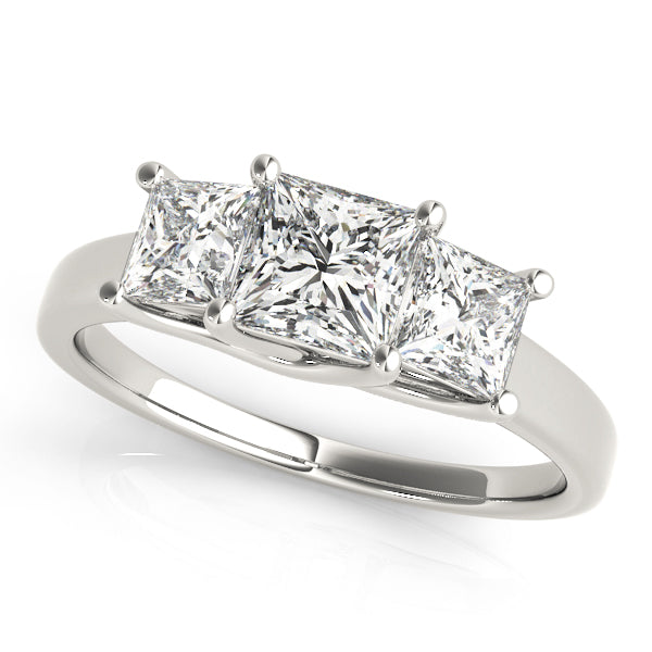 Princess Cut Three Stone Diamond Ring in 10K/14K gold and platinum with certified lab-grown or natural diamonds