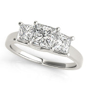 Princess Cut Three Stone Diamond Ring in 10K/14K gold and platinum with certified lab-grown or natural diamonds