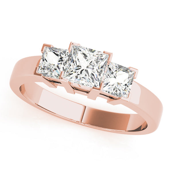 Princess Cut Three Stone Diamond Ring in 10K/14K gold and platinum with certified lab-grown or natural diamonds
