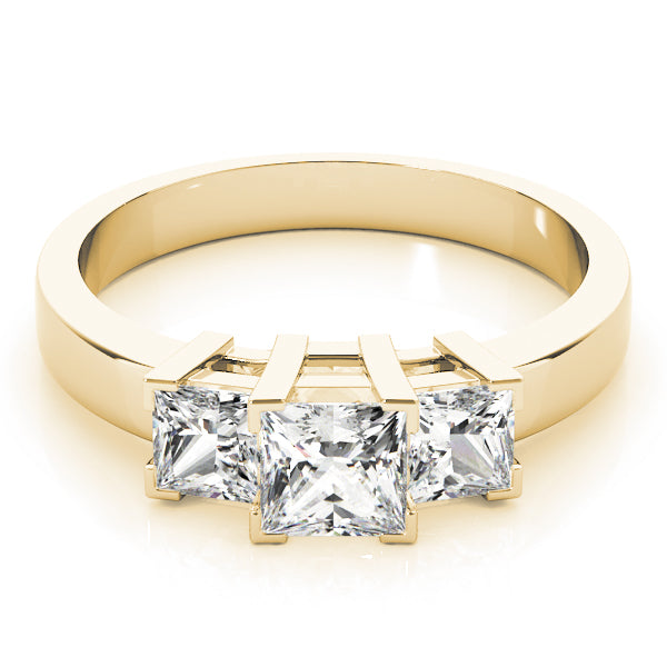 Princess Cut Three Stone Diamond Ring in 10K/14K gold and platinum with certified lab-grown or natural diamonds