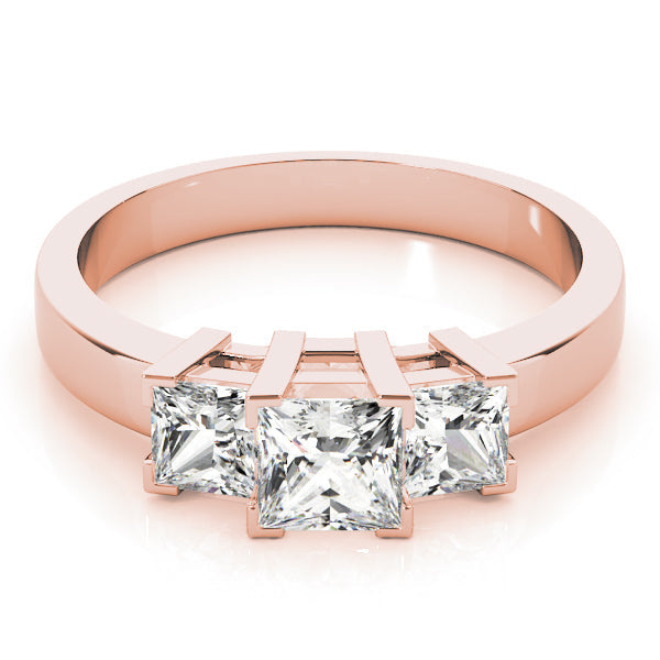 Princess Cut Three Stone Diamond Ring in 10K/14K gold and platinum with certified lab-grown or natural diamonds