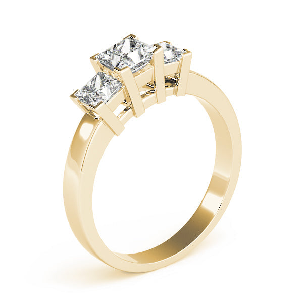 Princess Cut Three Stone Diamond Ring in 10K/14K gold and platinum with certified lab-grown or natural diamonds