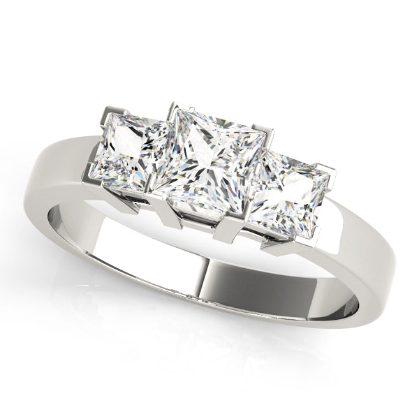 Princess Cut Three Stone Diamond Ring in 10K/14K gold and platinum with certified lab-grown or natural diamonds