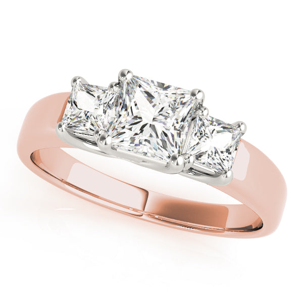 Princess Diamond Three Stone Ring in 10K/14K gold and platinum with certified lab-grown or natural diamonds