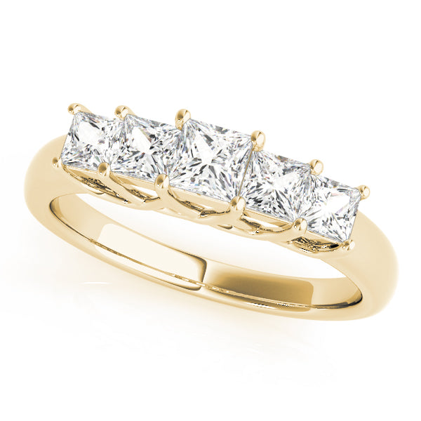 Fancy Princess Half Eternity Ring in 10K/14K gold and platinum with certified lab-grown or natural diamonds