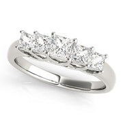 Fancy Princess Half Eternity Ring in Gold & Platinum