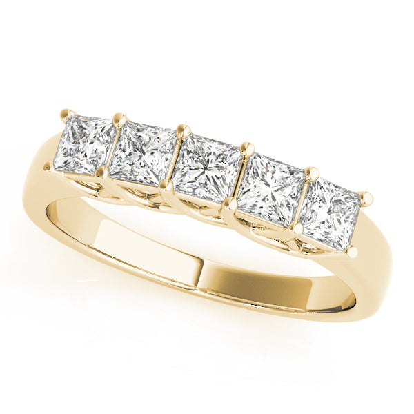 Fancy Trellis Princess-Cut Half Eternity Ring in 10K/14K gold and platinum with certified lab-grown or natural diamonds