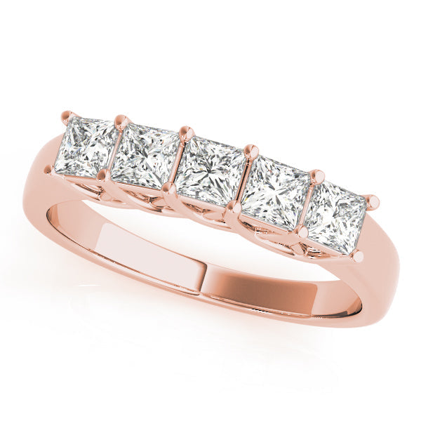 Fancy Trellis Princess-Cut Half Eternity Ring in Gold & Platinum