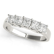 Fancy Trellis Princess-Cut Half Eternity Ring in Gold & Platinum