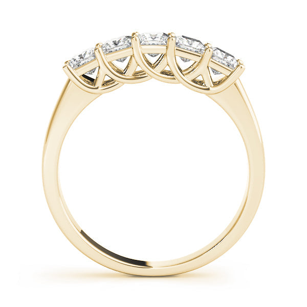 Fancy Trellis Princess-Cut Half Eternity Ring in Gold & Platinum