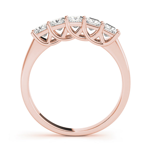 Fancy Trellis Princess-Cut Half Eternity Ring in Gold & Platinum