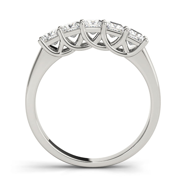 Fancy Trellis Princess-Cut Half Eternity Ring in Gold & Platinum