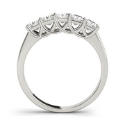 Fancy Trellis Princess-Cut Half Eternity Ring in Gold & Platinum